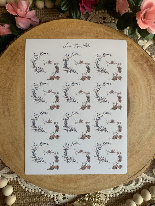 Vintage Floral Leaves on Vines Sticker Sheet