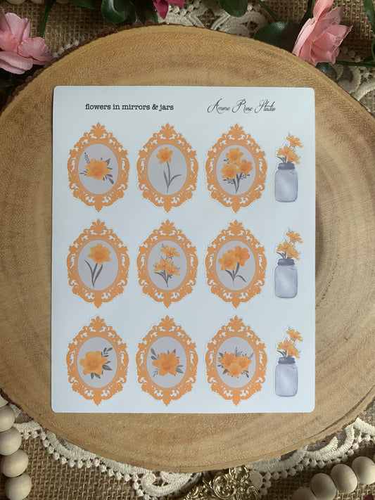 Flowers in Mirrors & Jars Sticker Sheet