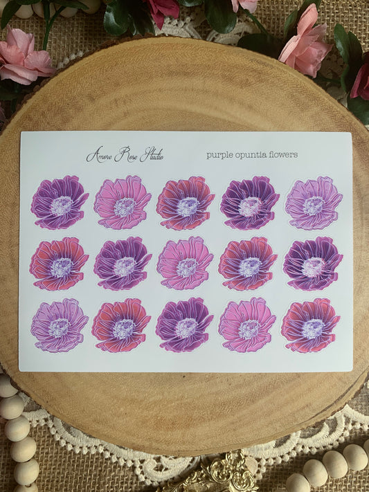 Opuntia Flowers Sticker Sheet - 6 Colors