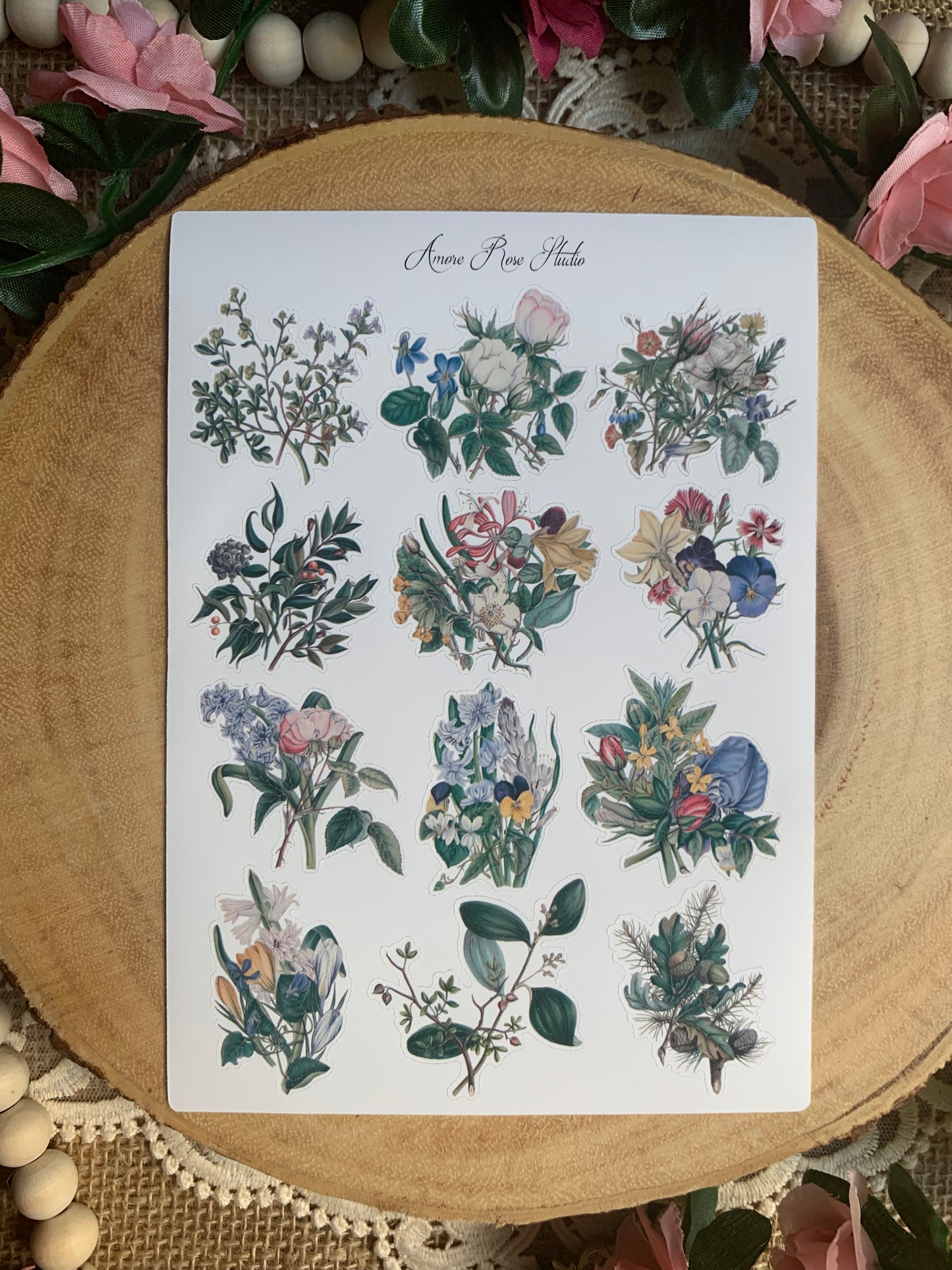 Vintage Flowers Sticker Sheet