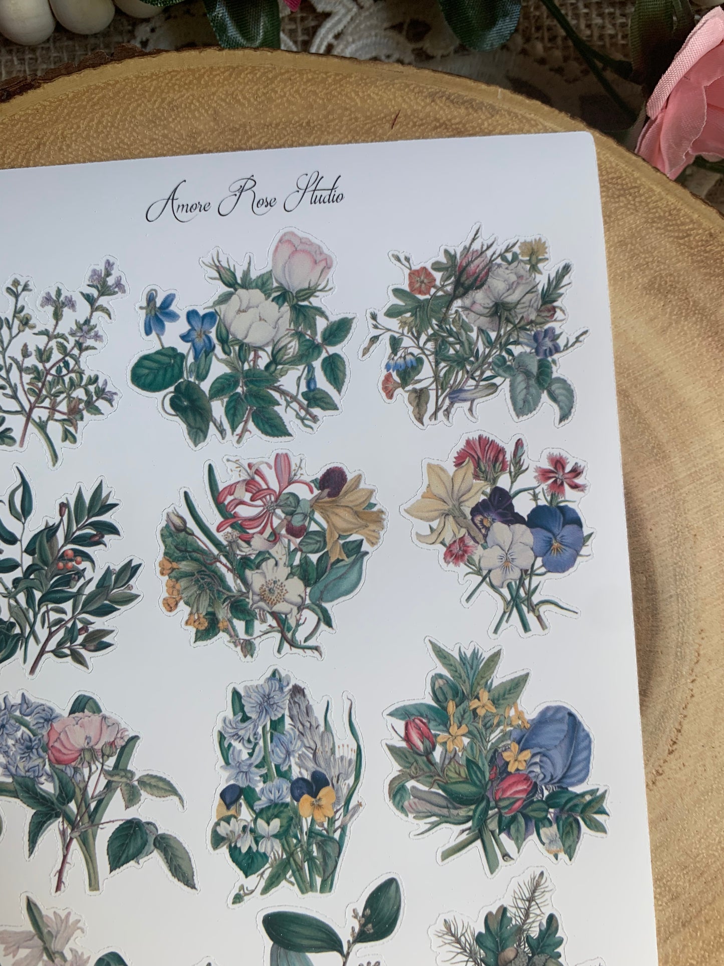 Vintage Flowers Sticker Sheet