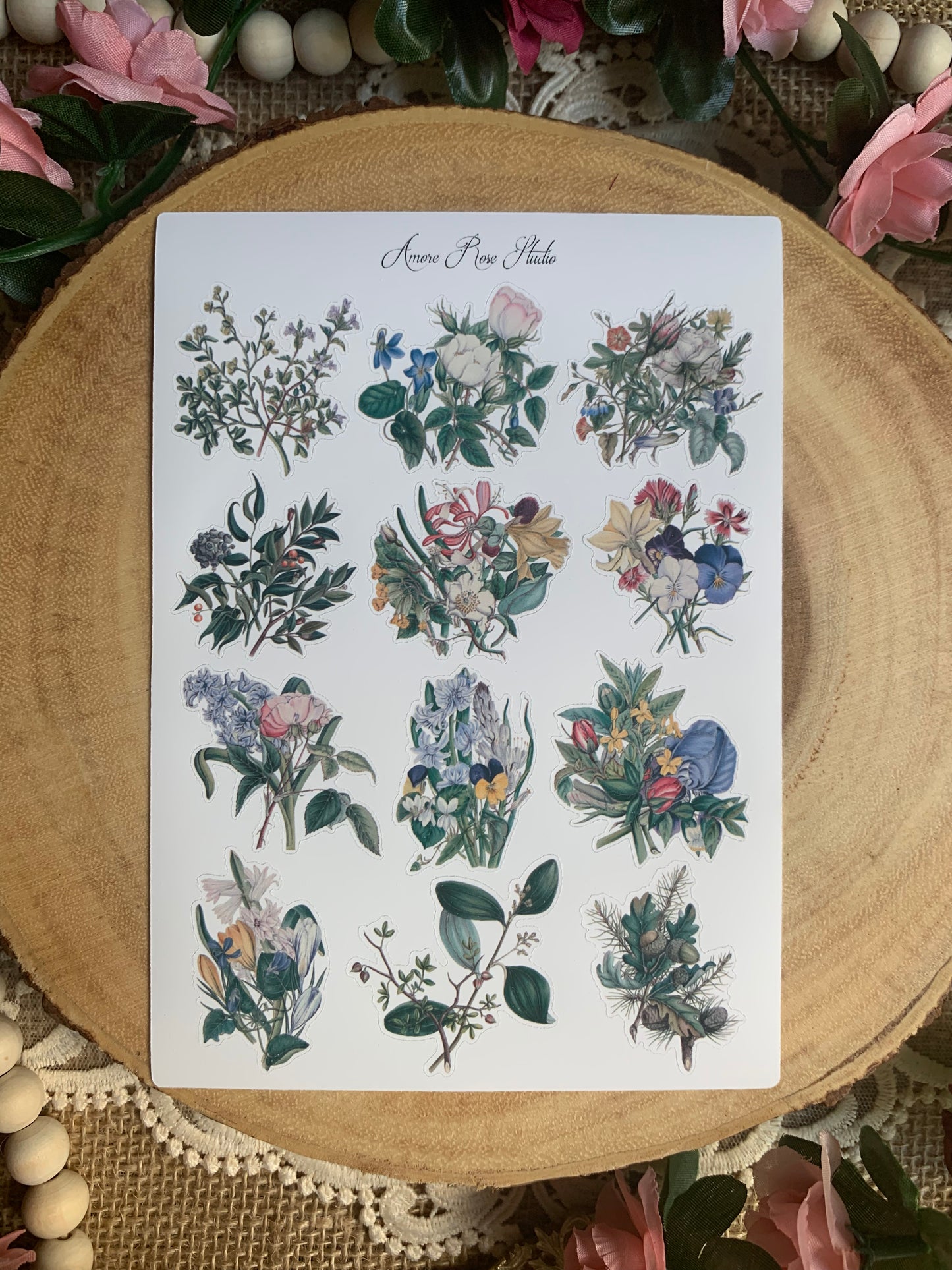 Vintage Flowers Sticker Sheet