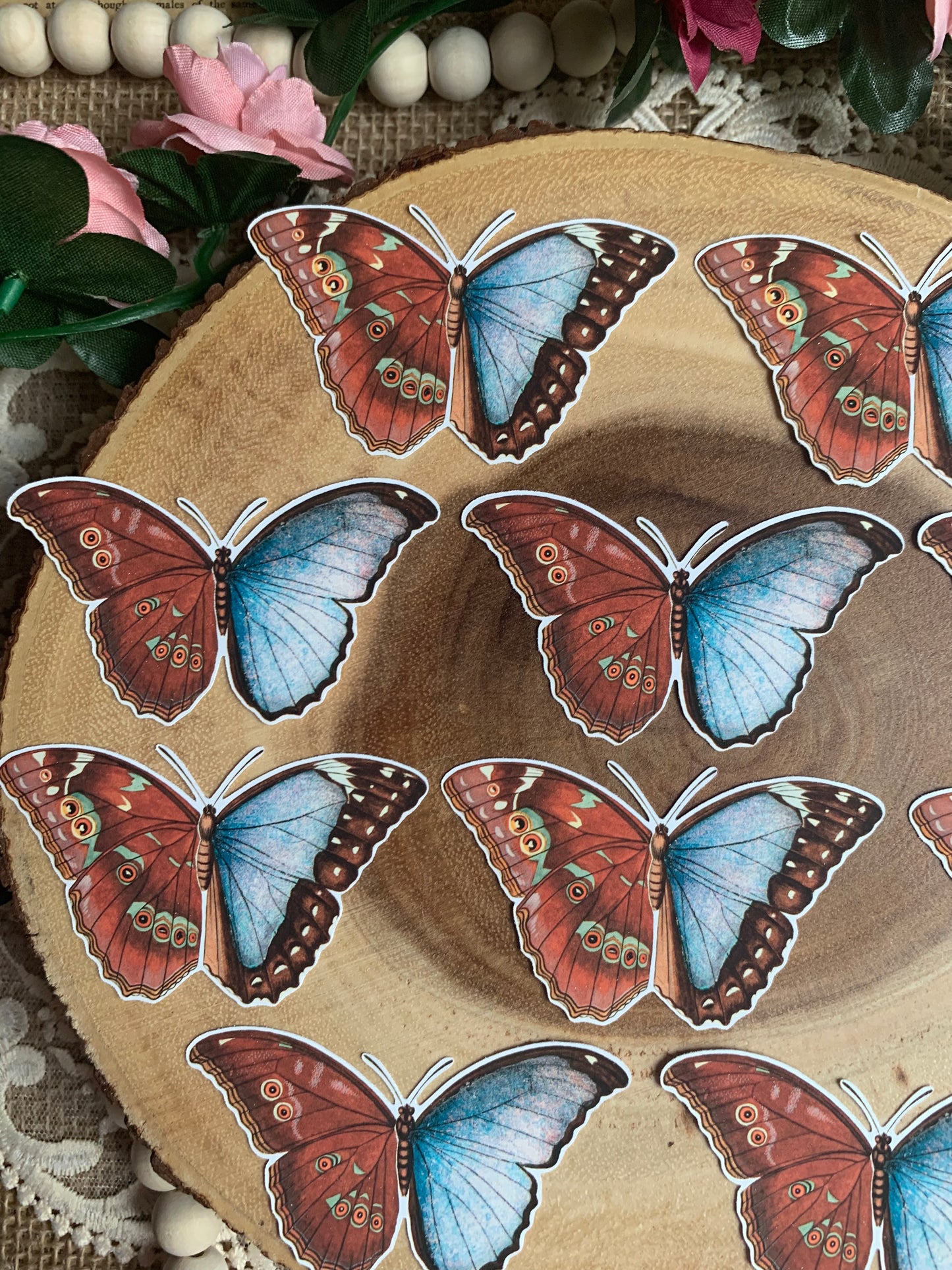 Vintage Butterflies Die Cut Stickers - 10 Pack
