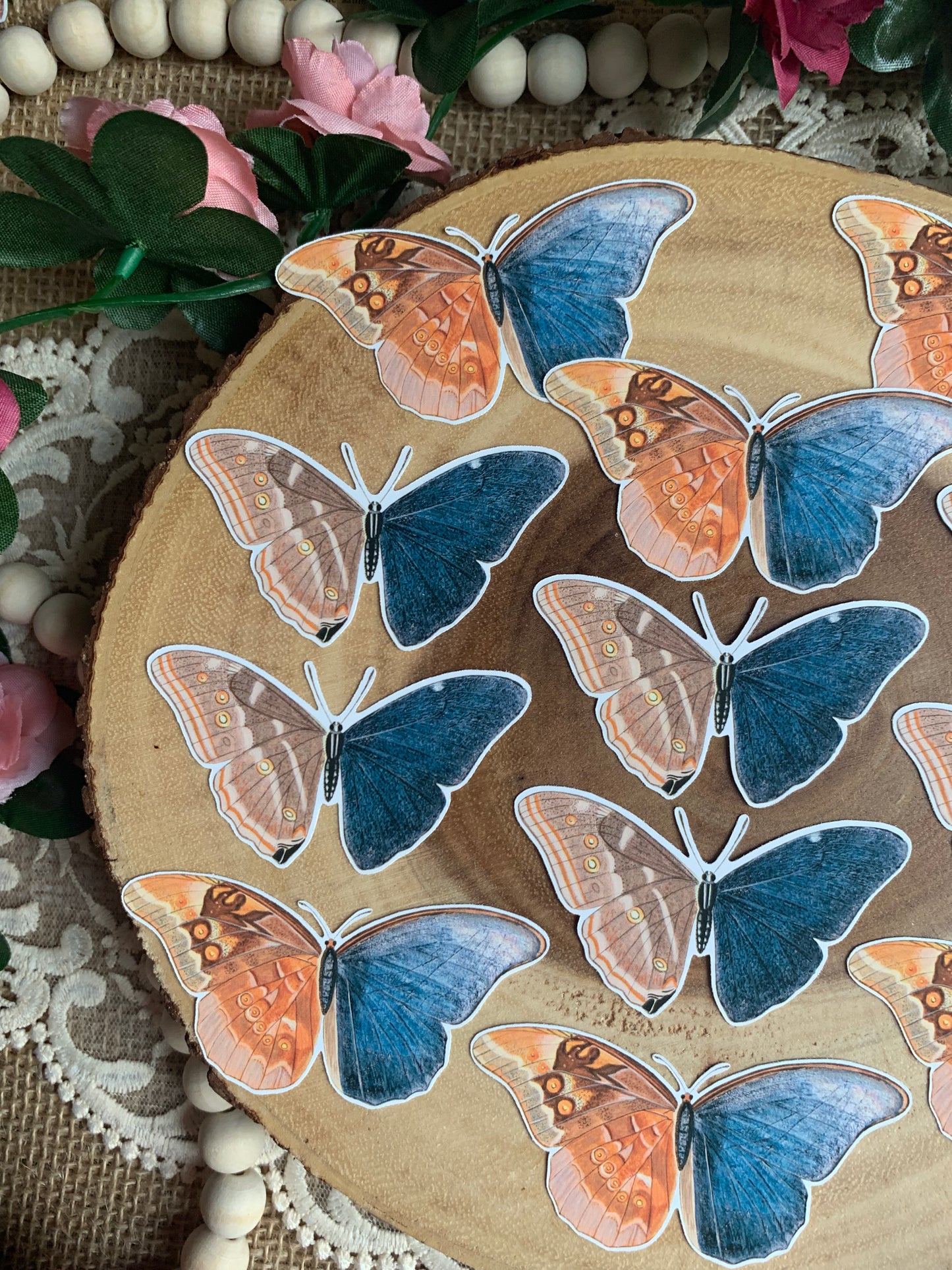 Vintage Butterflies Die Cut Stickers - 12 Pack