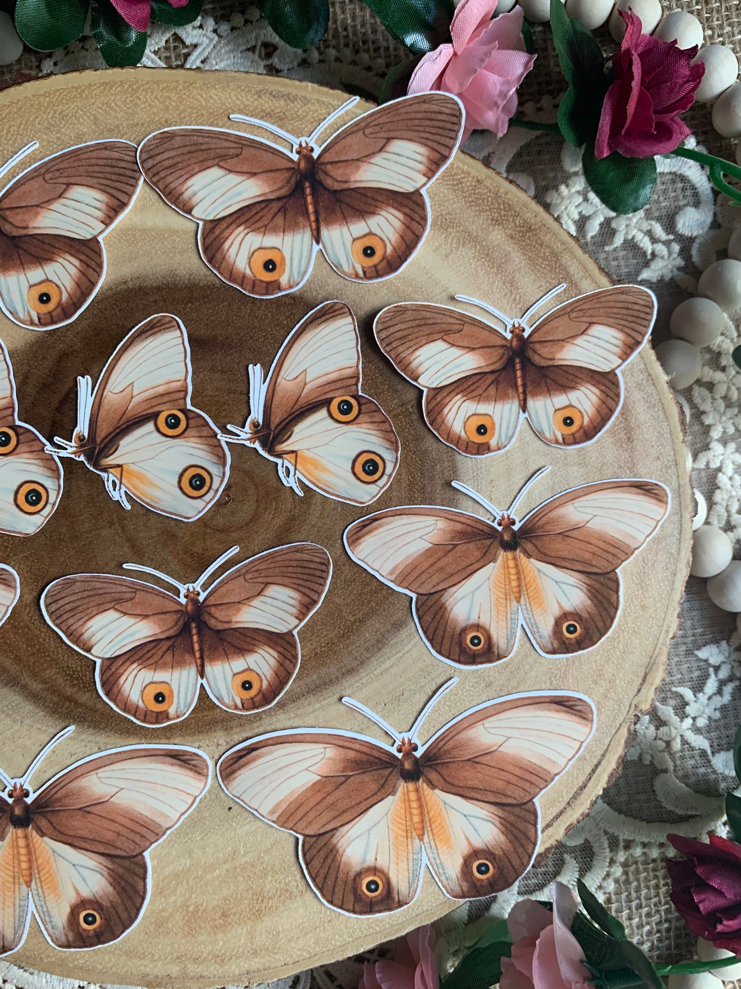 Vintage Butterflies Die Cut Stickers - 10 Pack