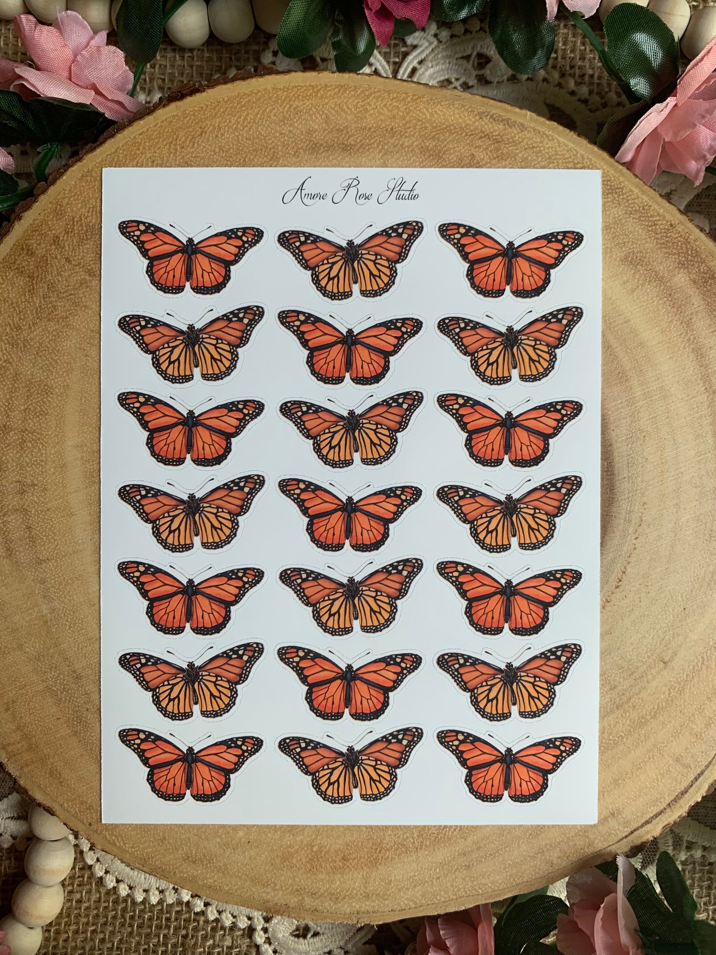 Vintage Orange Butterflies Sticker Sheet