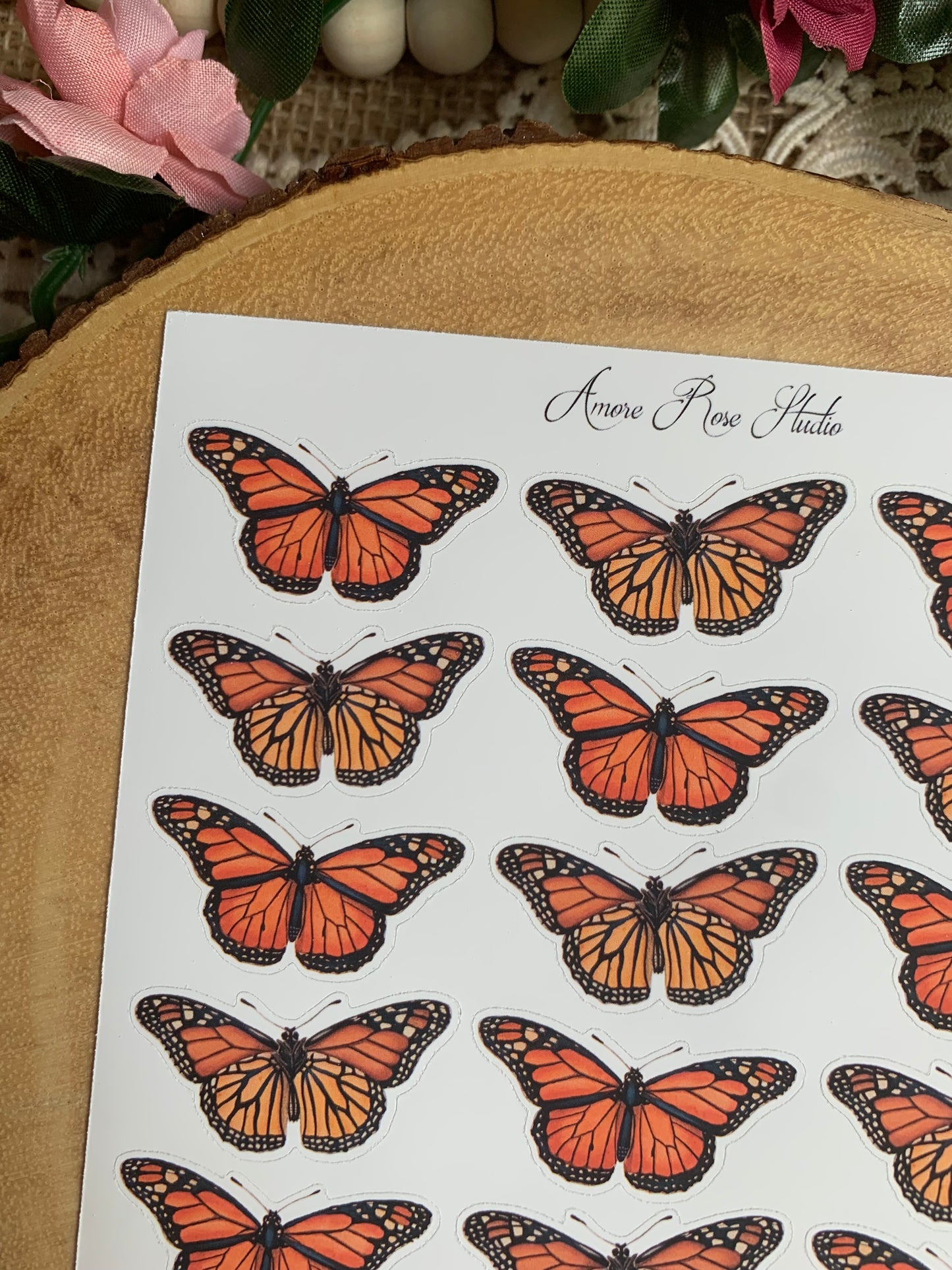 Vintage Orange Butterflies Sticker Sheet