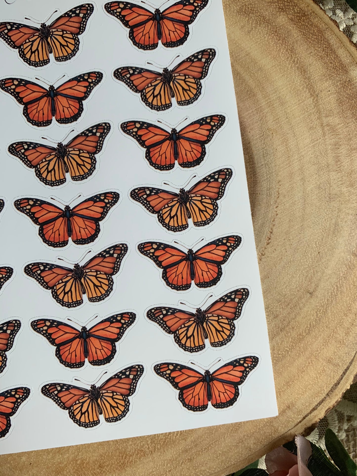 Vintage Orange Butterflies Sticker Sheet