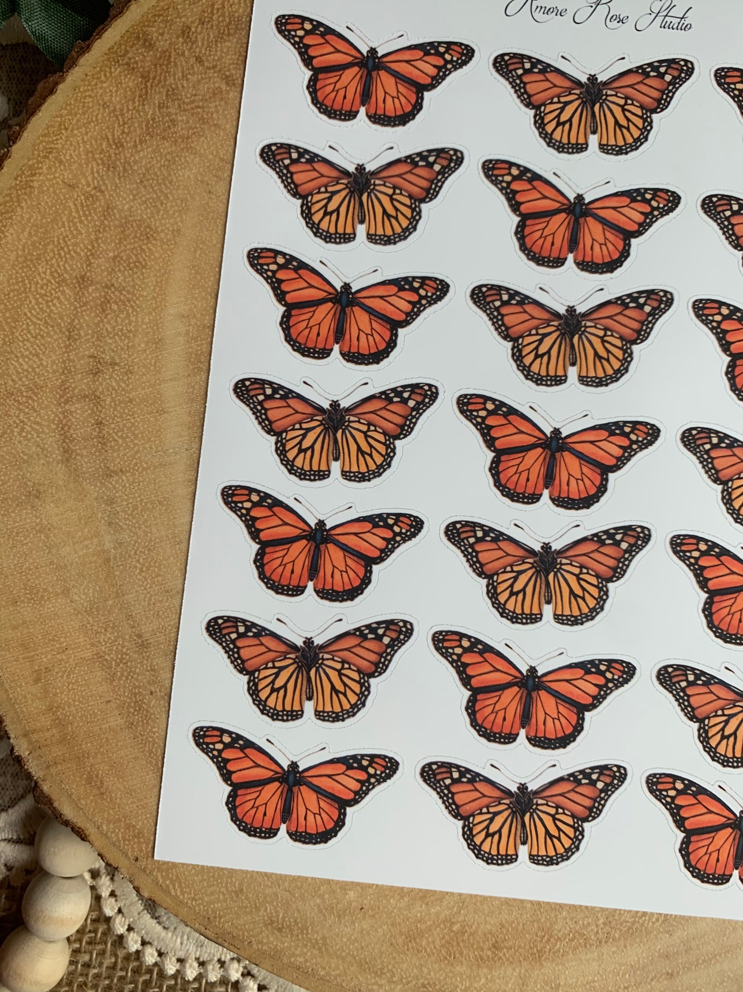 Vintage Orange Butterflies Sticker Sheet