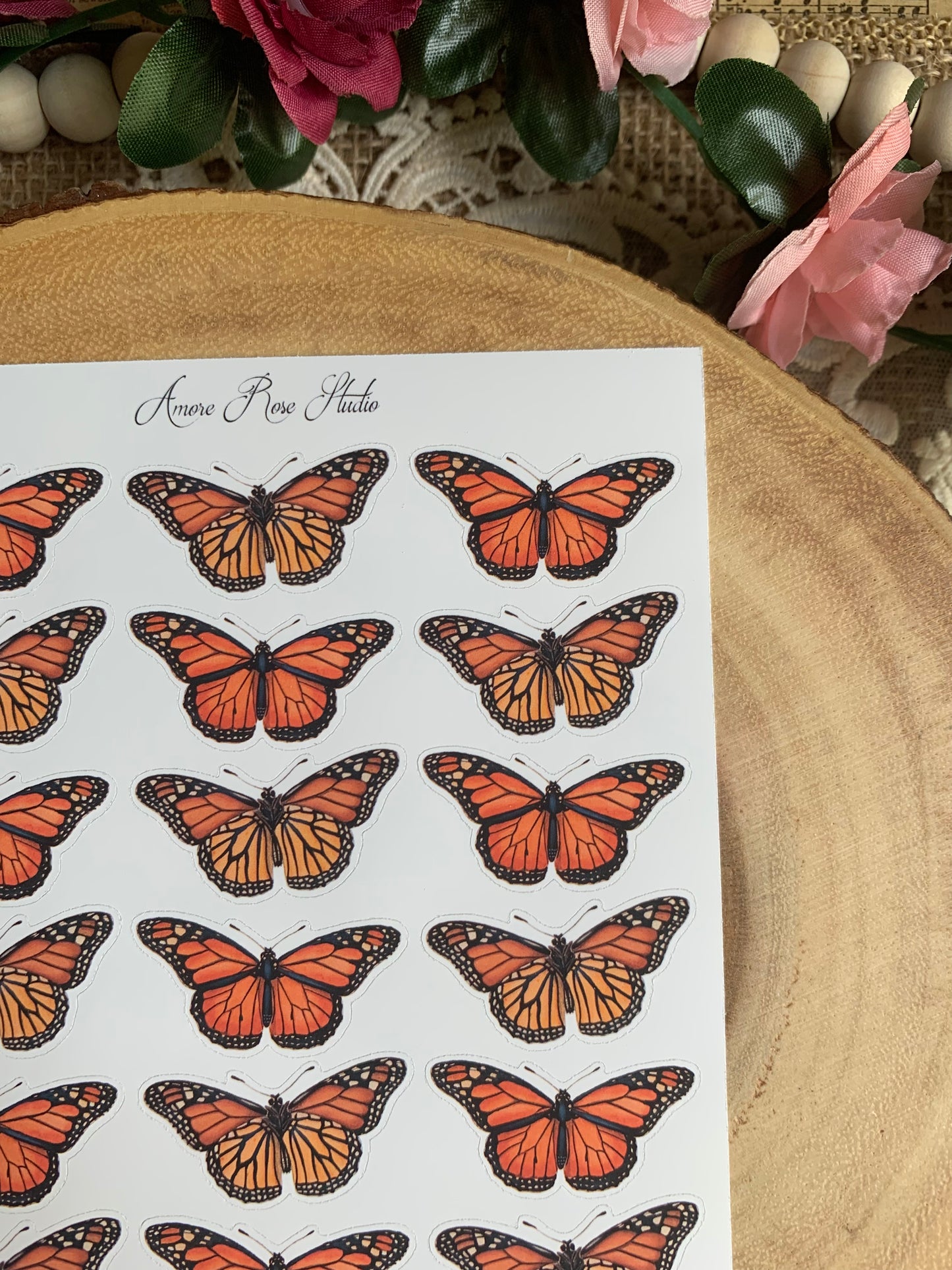 Vintage Orange Butterflies Sticker Sheet